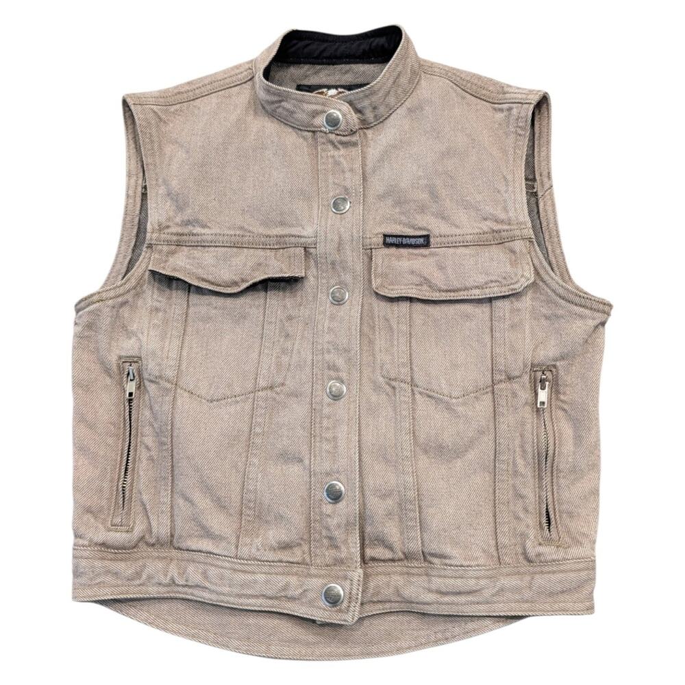 90s Women's Harley-Davidson Denim Motorcycle Vest